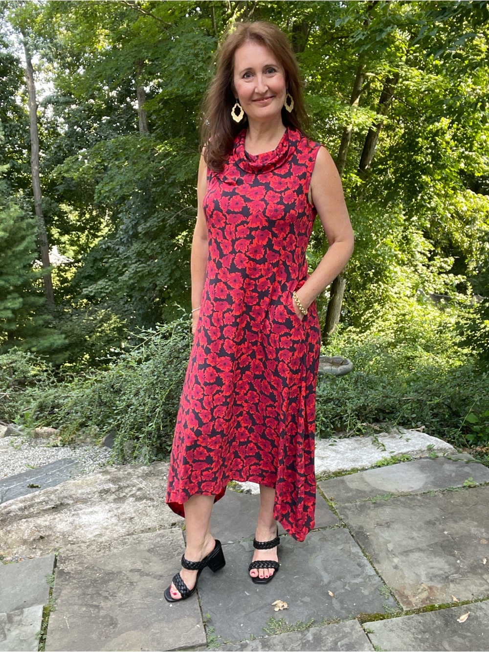 Red & Black Floral Women's Dress